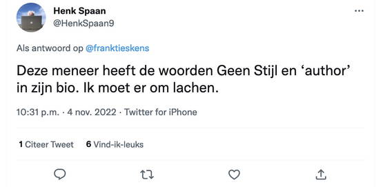 Henk Spaan schrijft tenminste niet voor GeenStijl!