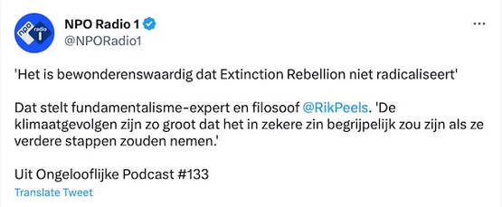 Radicaliserings-expert moedigt impliciet aan tot verdere radicalisering op NPO