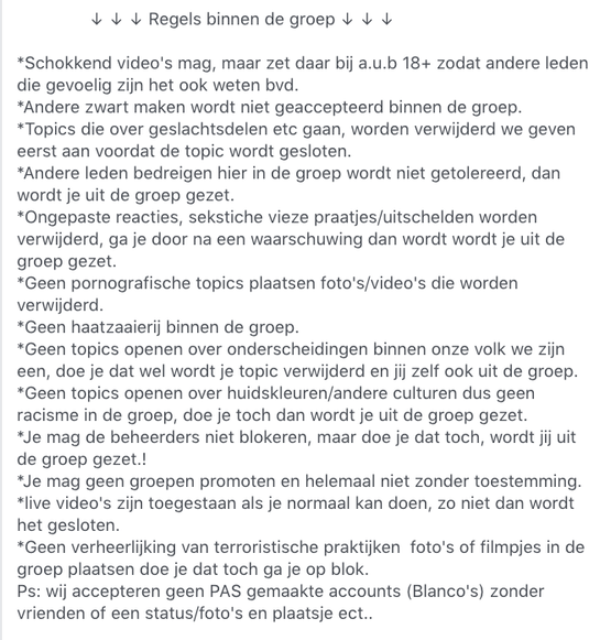 LOL. Huisregels Facebookgroep 'Marokkanen Bijeen'