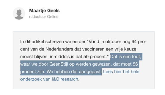 UPDATE: NOS rectificeert foutief citeren eigen onderzoek. Schuld van GeenStijl