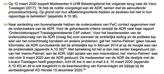 Droevig screenshot 4: ADR hoefde memo Palmen niet