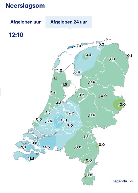 Update: Neerslagsom t/m 12:10 uur