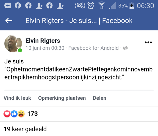 Elvin Rigters, eerder op Facebook