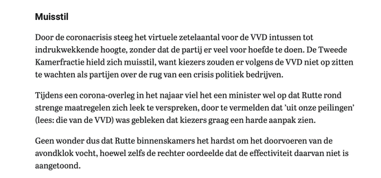 Avondklok = goed voor de vvd