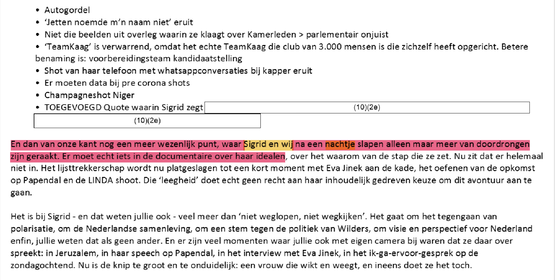 Kaag: 'Ik wist van niks'. Document "Sigrid en wij..."