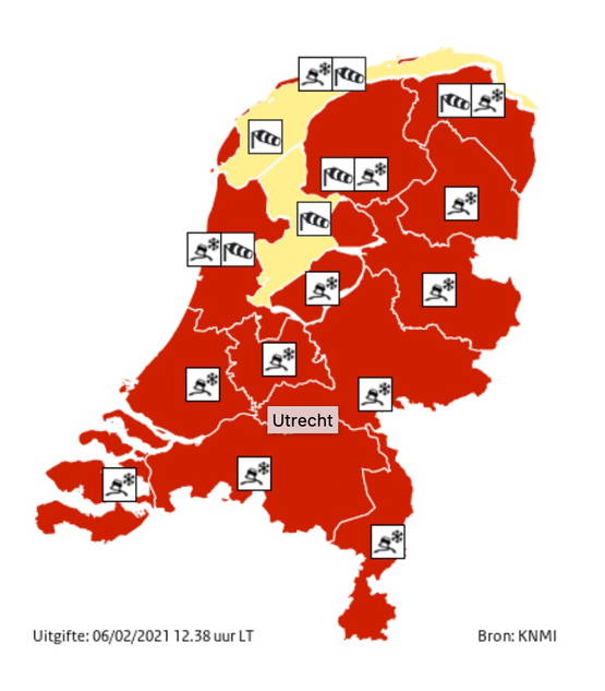 Raar. Waddenzee en IJsselmeer code geel ofzo