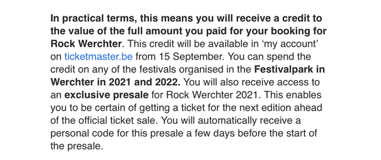 Rock Werchter Update: VOUCHERS, geen refunds