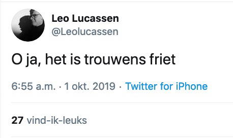 Bonustweet: Lucassen heeft wel gelijk over friet