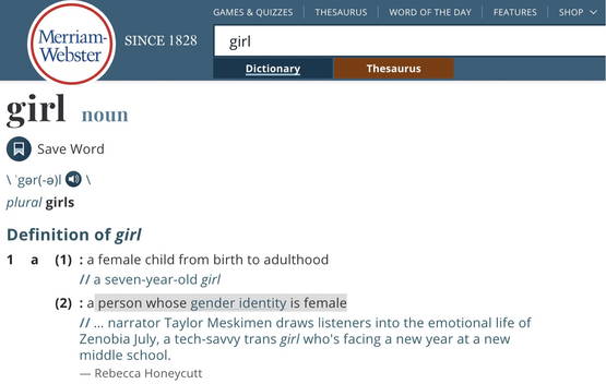 "a person whose gender identity is female"