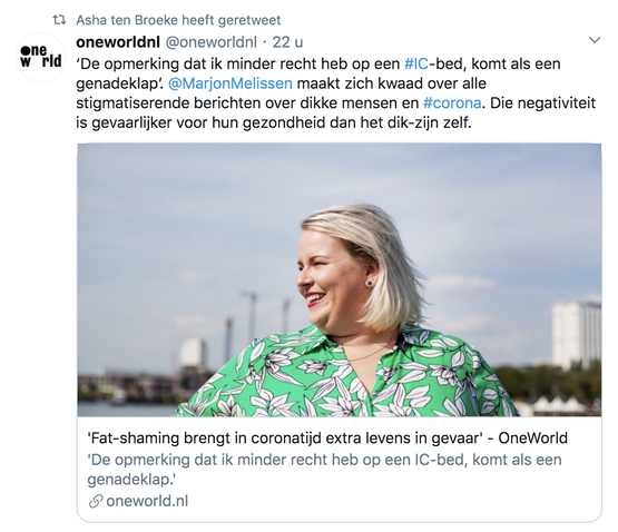 "Fat-shaming brengt levens in gevaar" nou wordt-ie mooi