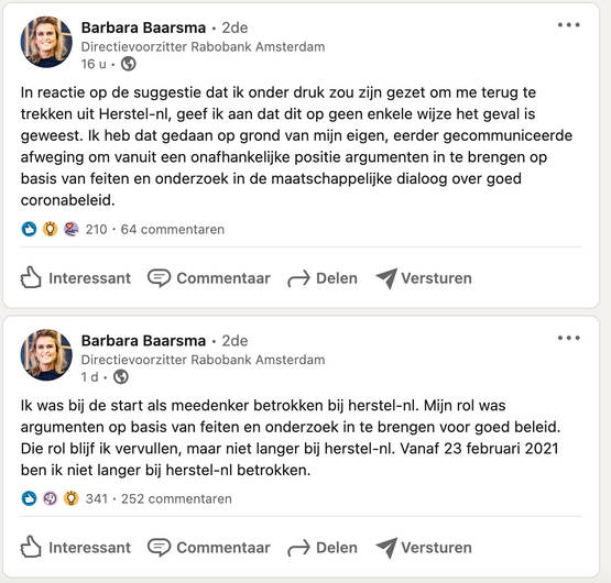 "Mijn eigen, toevallig identieke afweging"