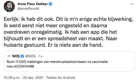 Dokter van diensts cyclus was dus 6 maanden na booster pas weer normaal?