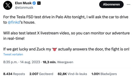 Elons humor en stijlgevoel: Mark consistent "Zuck my 👅" noemen