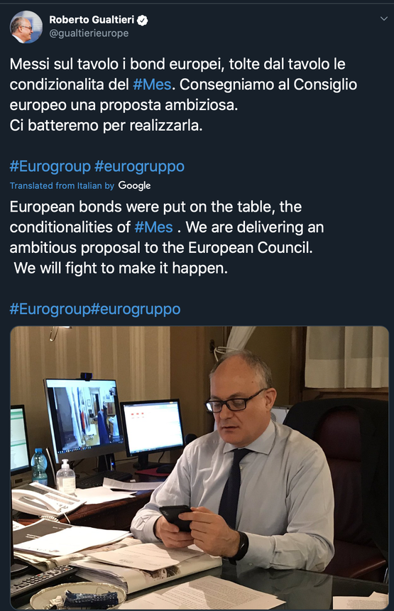 Italië: 'Eurobonds op tafel' Italië: 'Eurobonds op tafel'