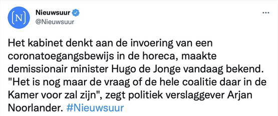 "Er ligt een motie tegen directe of indirecte plicht"