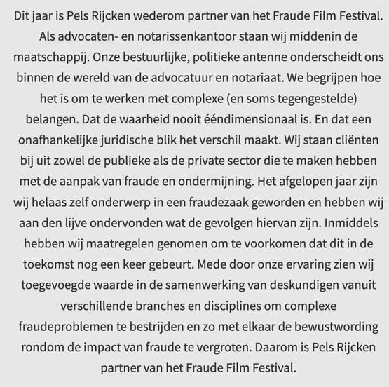 Pels Rijcken op de site van FFF