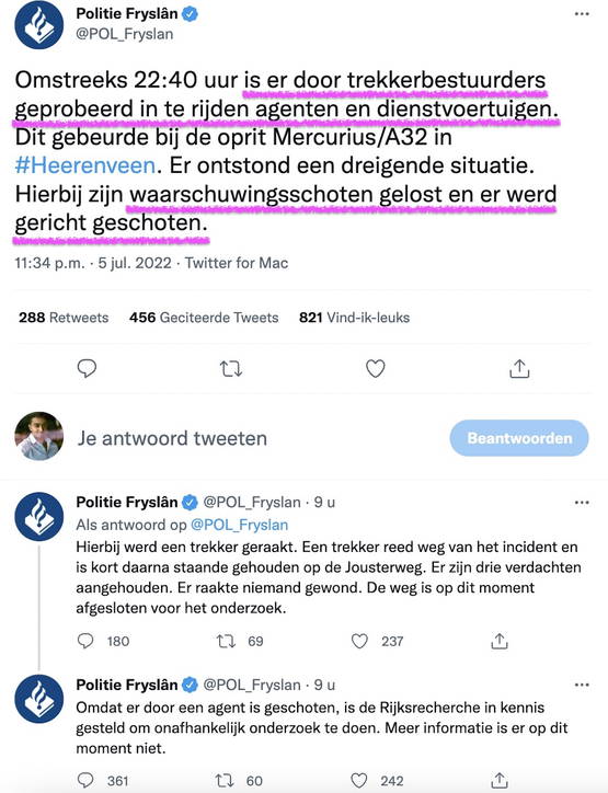 Maar er wordt toch niet "geprobeerd in te rijden agenten en dienstvoertuigen"???