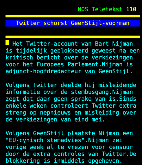 GeenStijl-voorman nog wel welkom op Teletekst