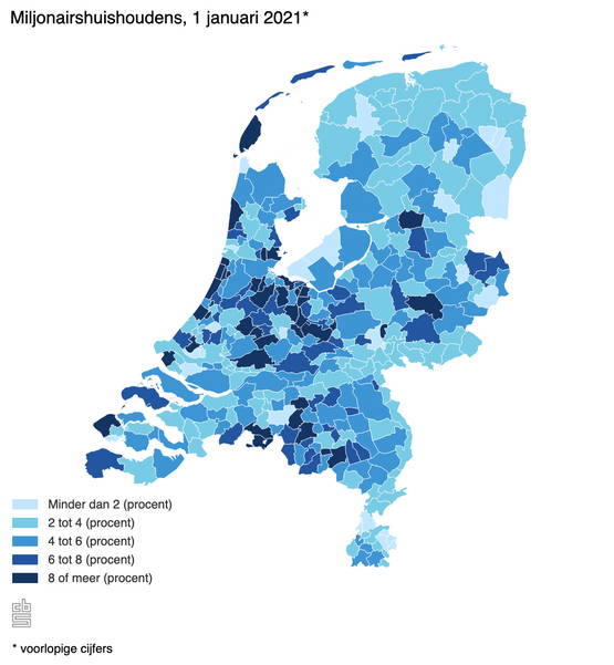 De miljonairskaart van Nederland