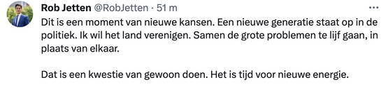 Ja tijger je zat zelf in het kabinet he