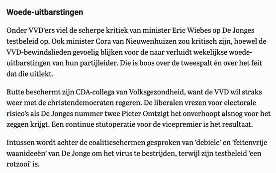 Rutte beschermt De Jonge 