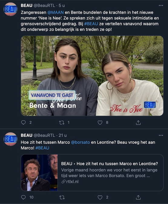 Ondertussen, in de TL van BEAU