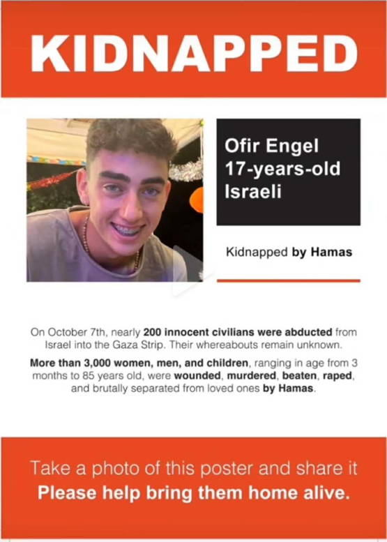 Poster van de 18-jarige Nederlander gegijzeld in Gaza Poster van de 18-jarige Nederlander gegijzeld in Gaza