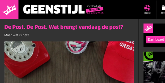 Markant weblog GeenStijl vandaag ook in het stijfroze.