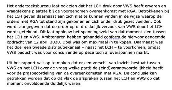 Brief minister: druk van VWS (ministerie De Jonge) op LCH (inhoudelijke mensen)