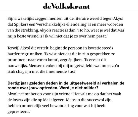 De ongenaakbare Eus over Mai, Volkskrant, 2019