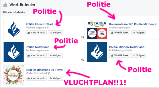 Bijzondere likes op FB wel