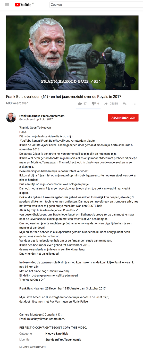 Afscheidsbriefje. Frank zegt vaarwel