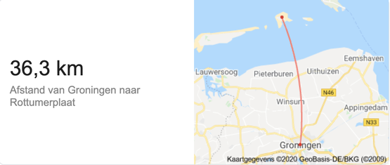 Afstand snelweg A7 - Rottumerplaat