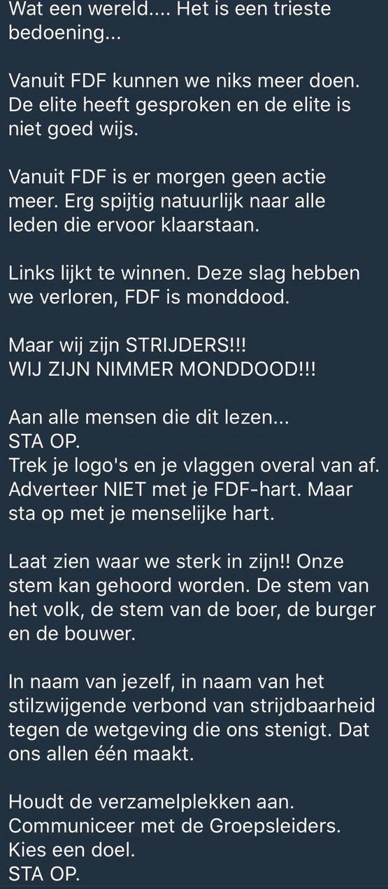 UPDATE - Boeren in chat blijven boos, willen alsnog actie