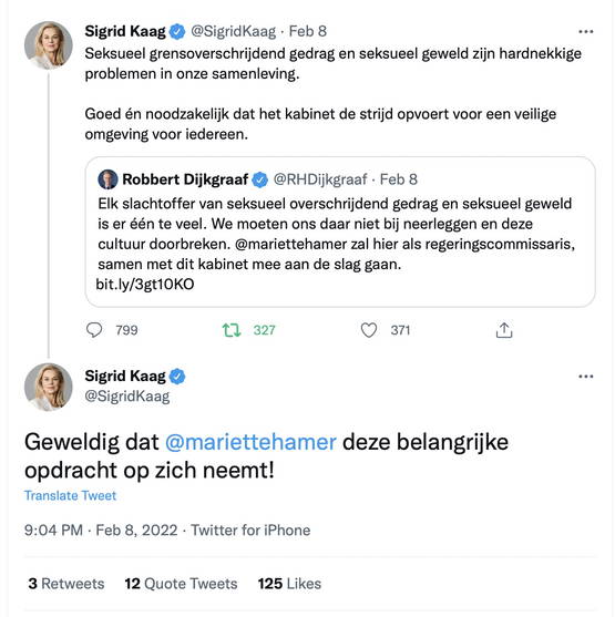 Kaag over Hamer: