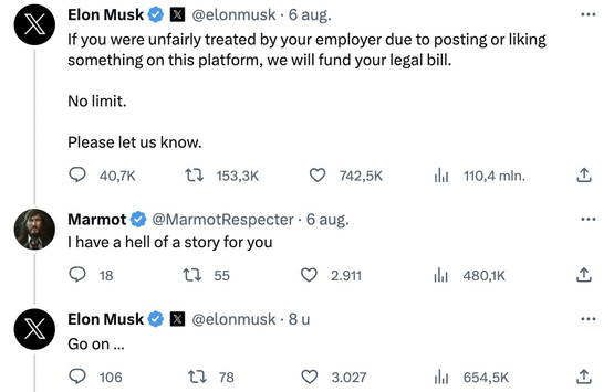 Twitters hoofdjurist (Elon): "Go one..."